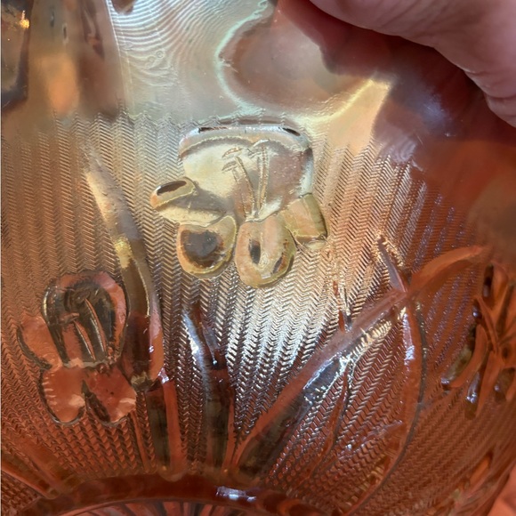 Jeanette Glass Iris & Herringbone Iridescent Wavy Bowl - Picture 8 of 8